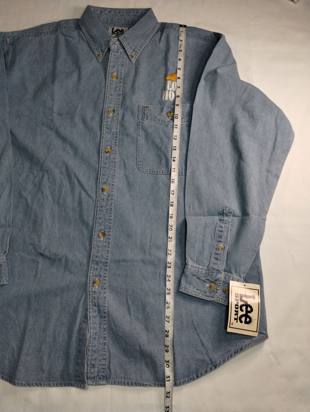 Lee Light Blue Denim Button-Up Shirt with Small Chest Embroidery - Picture 3 of 8
